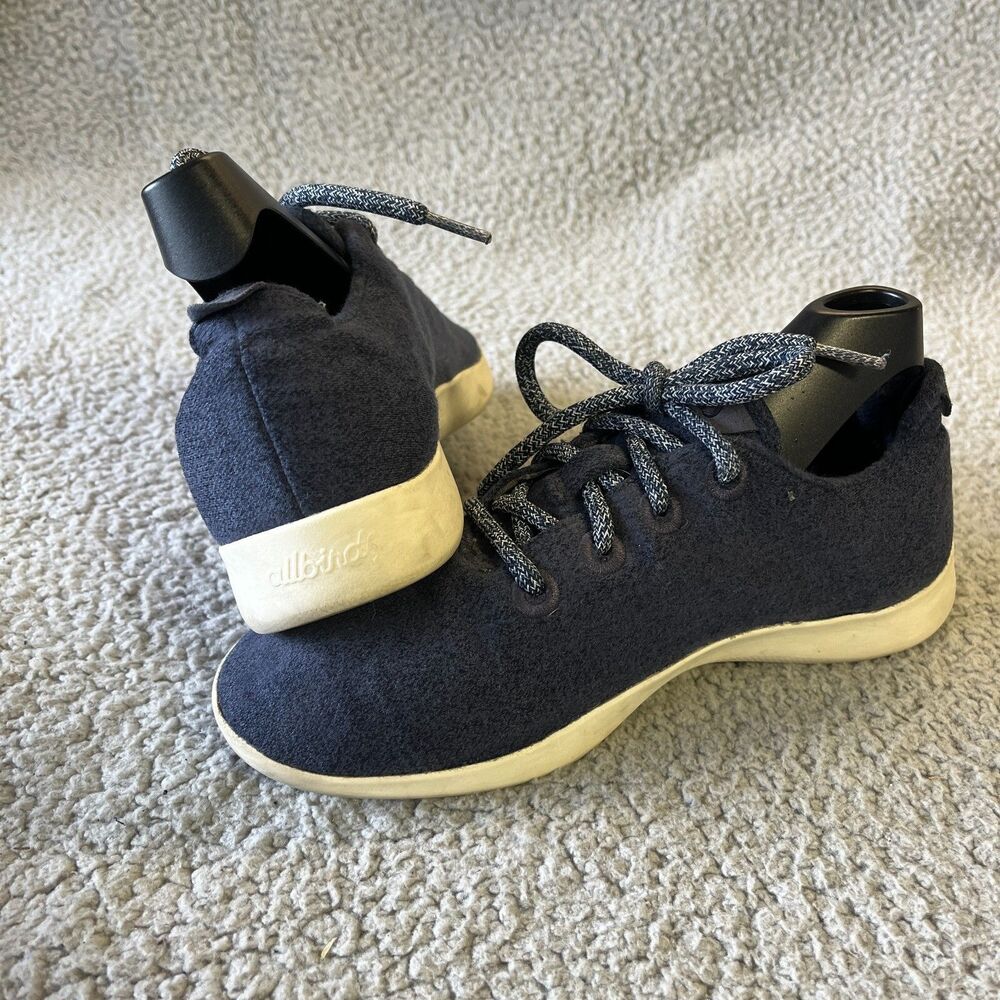 ALLBIRDS Sneakers Women 7 Navy Blue White Merino Wool Runners Low Athletic